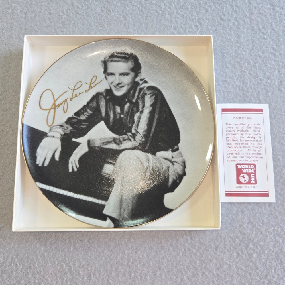 Jerry Lee Lewis Collector Plate Series 2 JKL White Black Gold Piano Portrait 7"